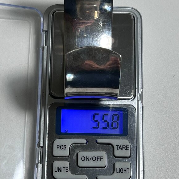 Vintage 925 Sterling Silver Cuff 6" Long Bracelet Silver 1.15" W Curved 55 gram - Picture 6 of 6